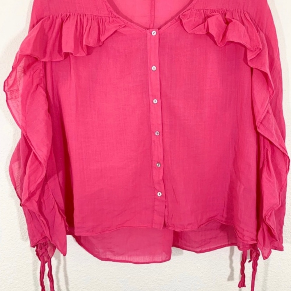 Zara Basic Collection Hot Pink Ruffles Blouse - image 6